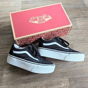 Vans Black and White Platform Shoes